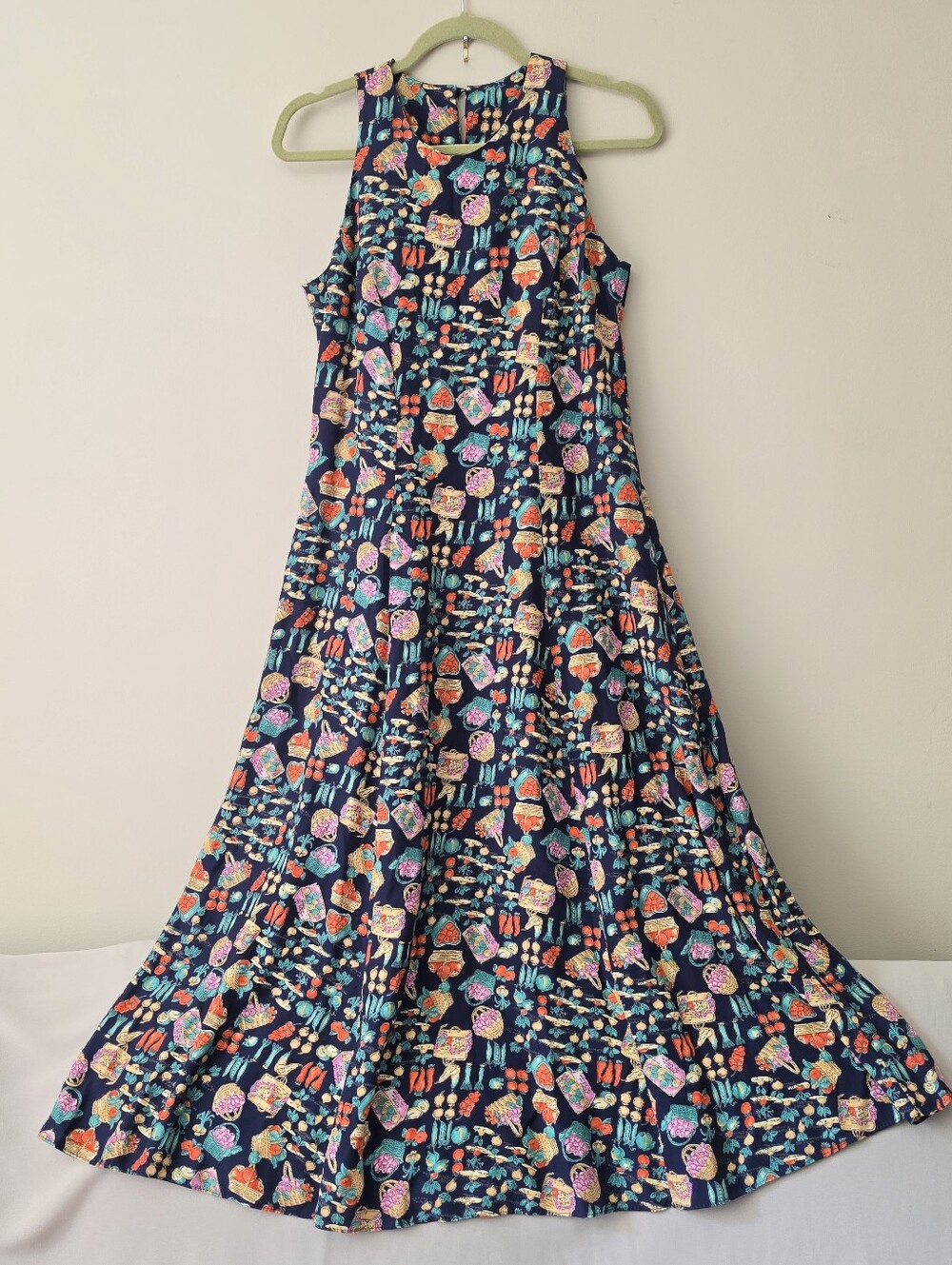 VTG E D Michaels Melanie Drucker Novelty Dress Rayon Vegetable Sz 4 Made in USA